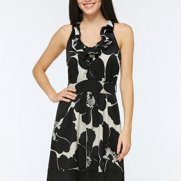 White House Black Market Dresses & Skirts - White House Black Market Black and White Ruffle Dress